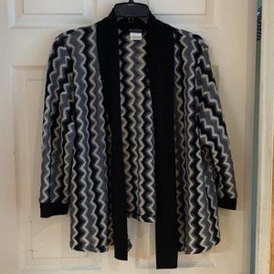 Antoine Black/Grey Zigzag 3/4 Sleeve Open Cardigan xxl